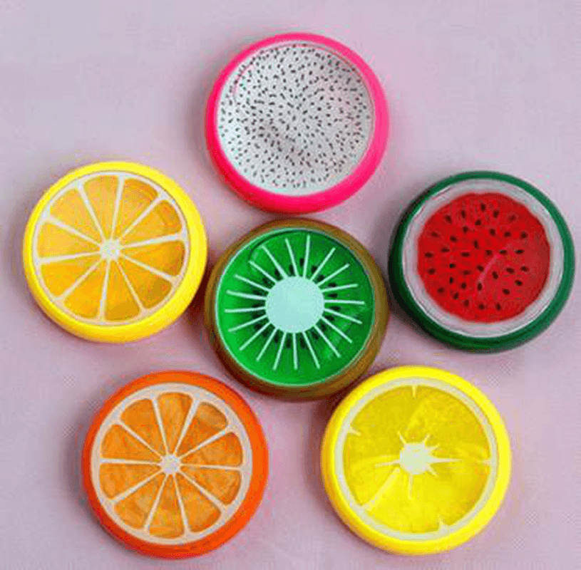 6PCS Crystal Fruit Slime 6X2Cm DIY Clay Rubber Mud Intelligent Hand Gum Plasticine Toy Gift