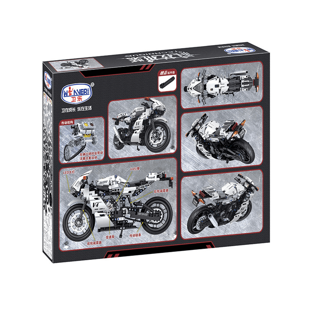 716 Pcs 1:6 7047 3D Competitive Motorcycle Model DIY Hand-Assembled Mechanical Technology Blocks Educational Toy for Kids