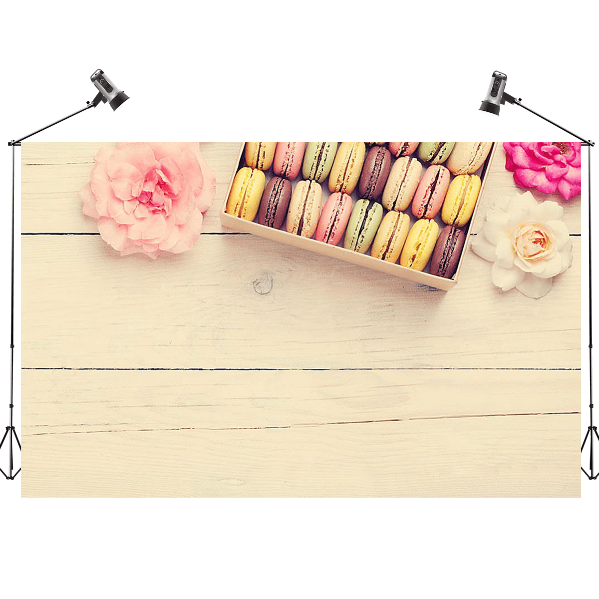 5X3Ft Macaron Blumen Holzwand Fotografie Hintergrund Studio Prop Hintergrund