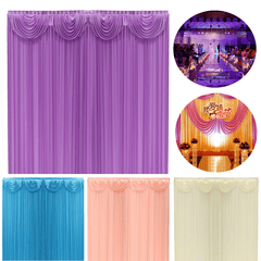 2M X 2M White Stage Background Backdrop Drape Curtain Swags Wedding Party US