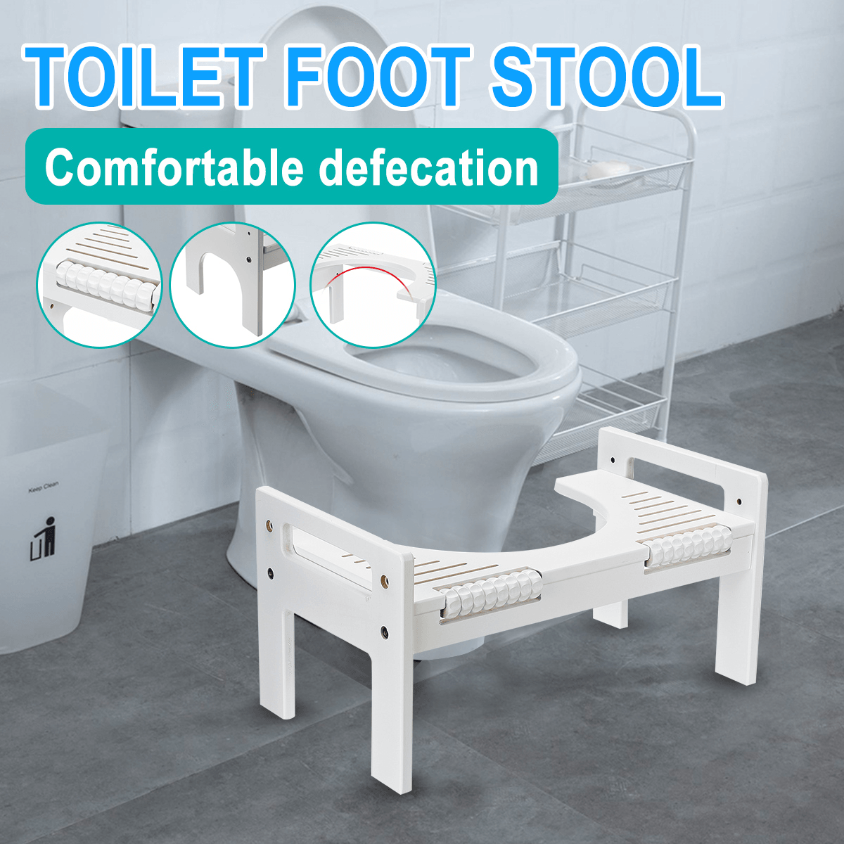 Adjustable Non-Slip Foot Pegs Massager Bathroom Toilet Footstool Bamboo Help Prevent Constipation