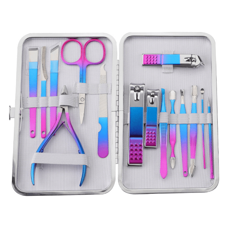 7/10/12/15Pcs TSLM2 Titanium Colorful Nail Clippers Set Professional Scissors Suit No Hurt Trimmer Grooming Manicure Cutter Kit