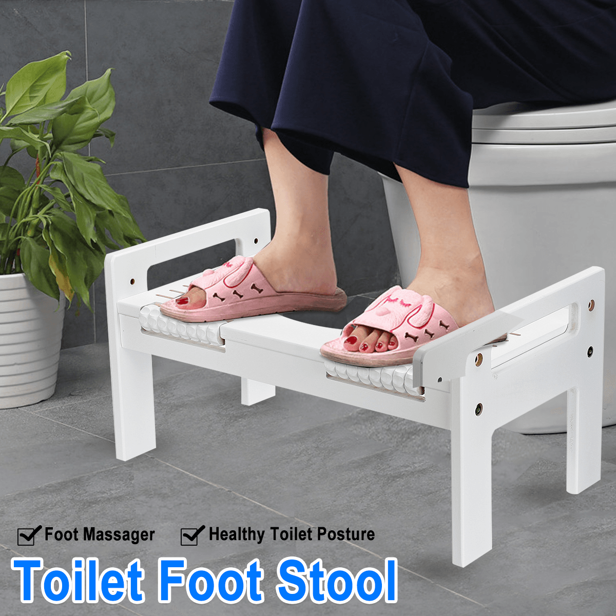 Adjustable Non-Slip Foot Pegs Massager Bathroom Toilet Footstool Bamboo Help Prevent Constipation