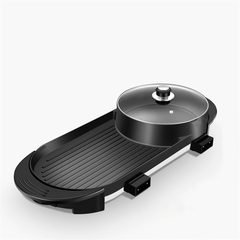 2 in 1 Multi-Function Separation Barbecue Pan Hot Pot Non-Stick Grill Roasting Pan Electric Skillet