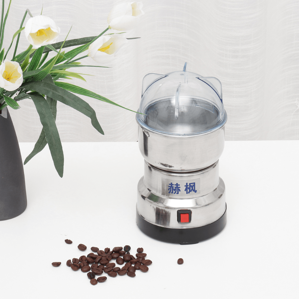 500W Electric Dry Grinder Stainless Steel Coffee Bean Nut Spice Grinding Blender Push Button Control