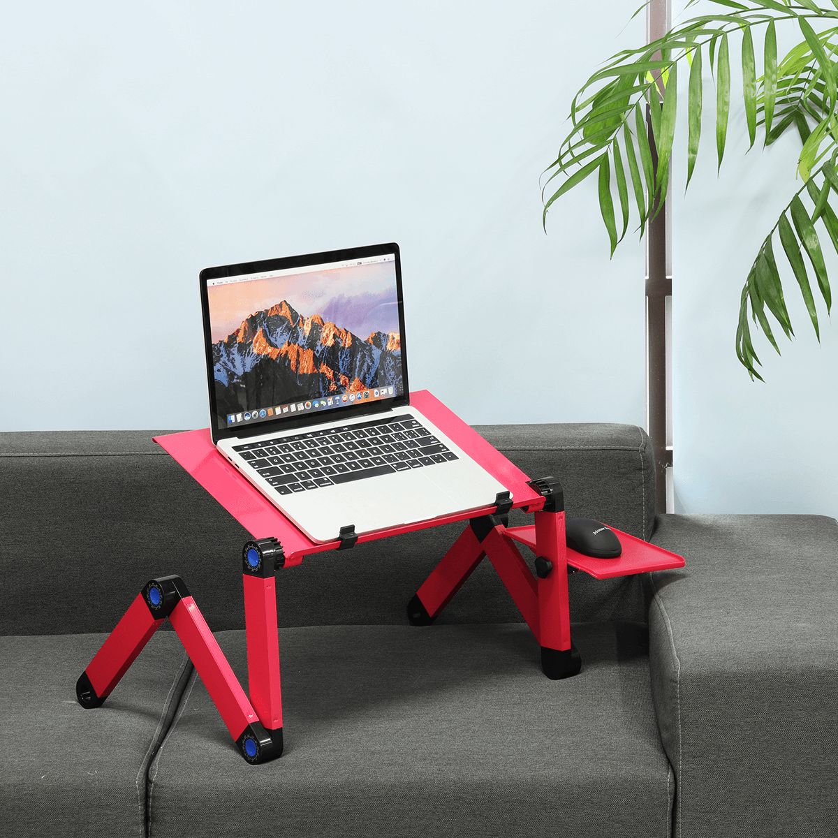 Adjustable Laptop Table Stand Portable Folding Notebook Desk Stand 2 Fans with Mouse for Bed Sofa Home