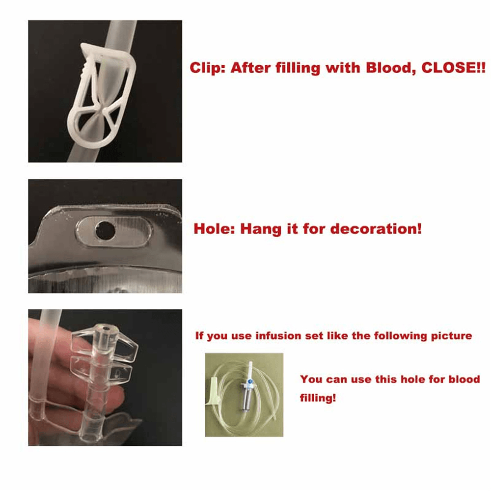 350ML Vampire Transparent Blood Bag PVC Reusable Blood Juice Energy Drink for Halloween Decorations