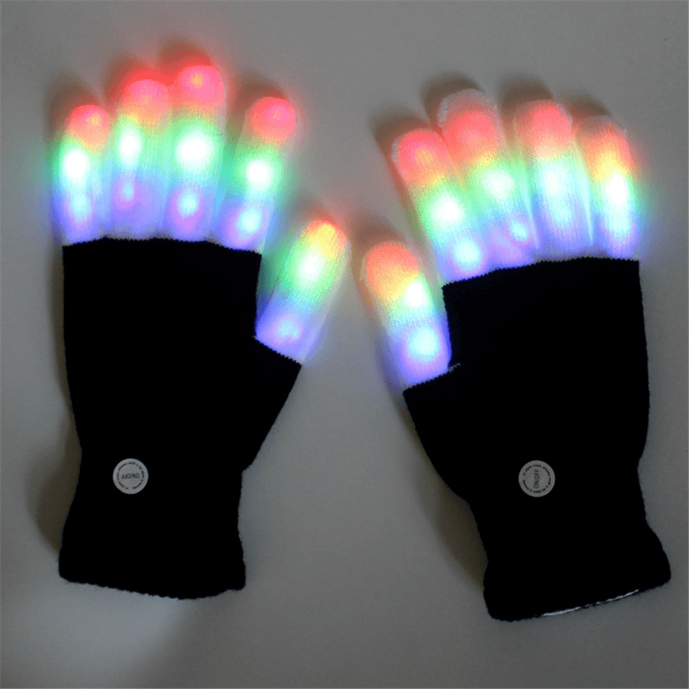 Bunte Halloween-Leuchthandschuhe, tanzende Bühne, LED-Handfläche, leuchtende Fingerspitzen, Partyzubehör