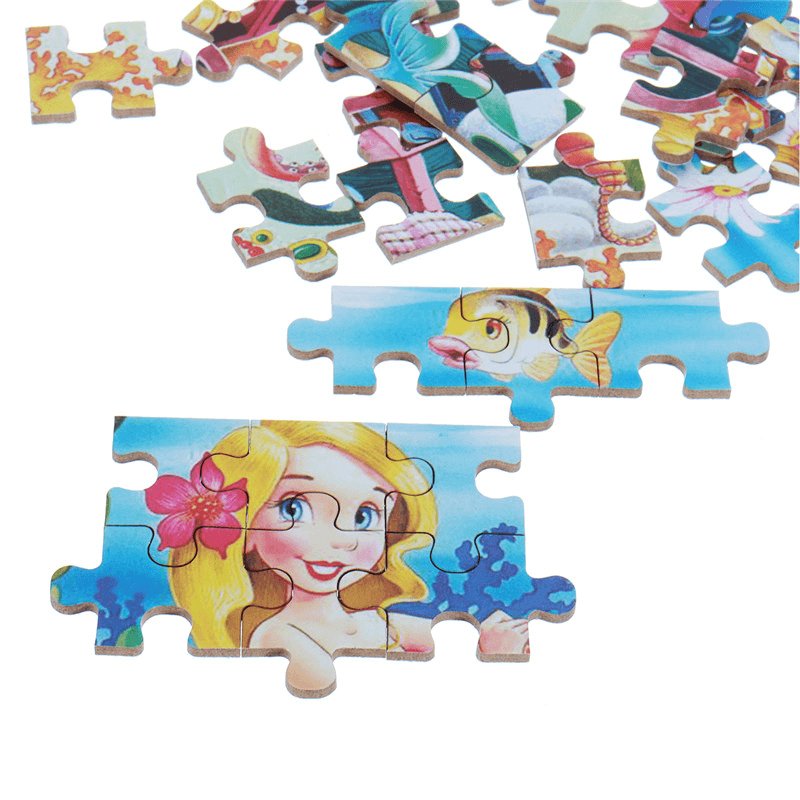 60 Stücke DIY Puzzle Meerjungfrau Cartoon 3D Puzzle mit Blechdose Kinder Kinder Pädagogisches Geschenk Sammlung Spielzeug