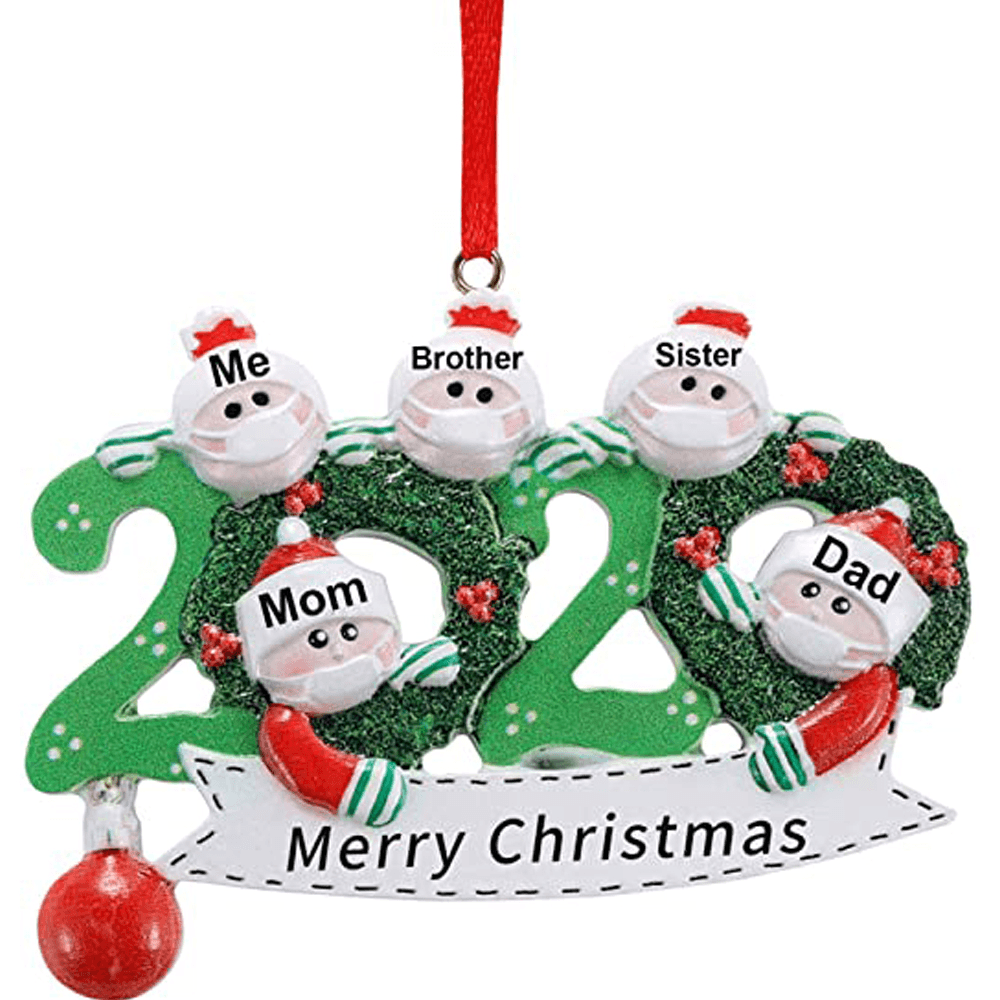 2020 Weihnachten Familie Figur Ornamente Weihnachtsbaum Weihnachtsmann Schneemann Anhänger Thanksgiving Spielzeug mit Glocken für Geschenk Home Dekorationen