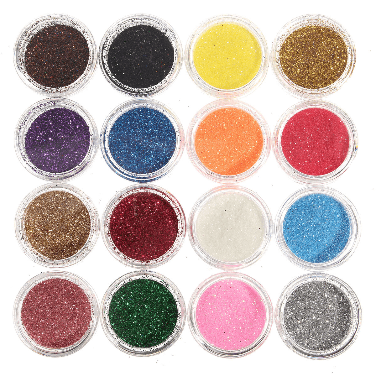 16 Colors Eye Shadow Pigment Glitter Powder Spangle Set Nail Art Decoration DIY Bling Party Shimmer Makeup