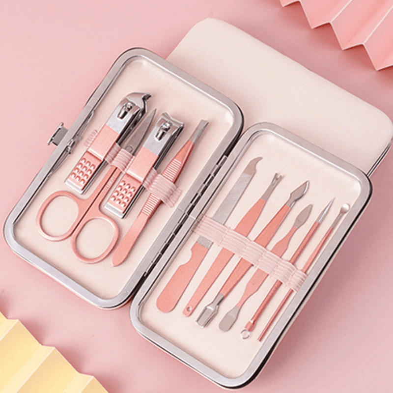 Professional Stainless Steel Manicure Tools Pink Olecranon Nail Scissors Nail Clipper Tool Set