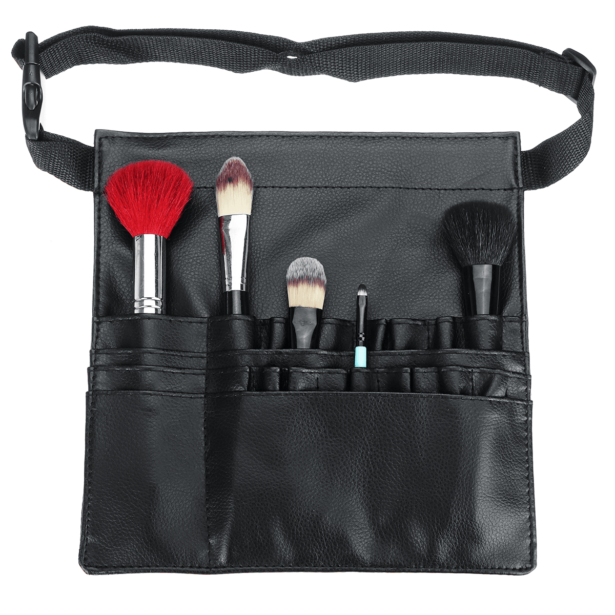 Black PU Makeup Brush Bag Unilateral Makeup Artist Storage Cosmetic Bag