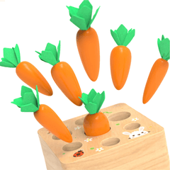 Kids Wooden Building Blocks Pulling Carrot Game Children Early Educational Toys