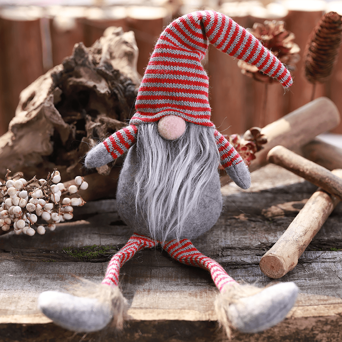 Non-Woven Hat with Long Legs Handmade Gnome Santa Christmas Figurines Ornament Decorations Toys