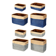 Eight Kinds of Cotton & Linen Blue/Grey Storage Basket without Cover for Kid Toys