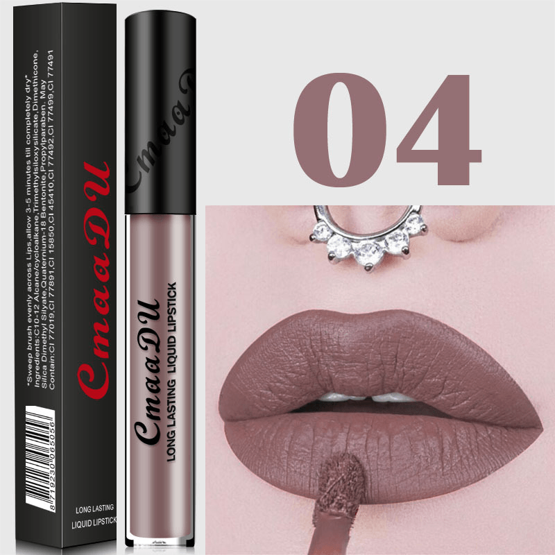 Cmaadu Metal Mate Brillo de labios Maquillaje Lápiz labial Lentejuelas sexy Impermeable Cosmético azul de larga duración