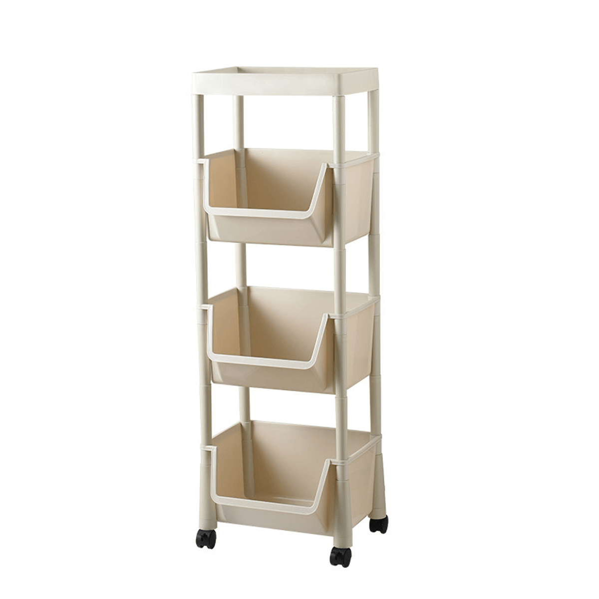 3 Layers Movable Kitchen Storage Rack with Wheels Vegetable Fruit Basket Kitchen Organizer Multi-Functional Storage Shelf