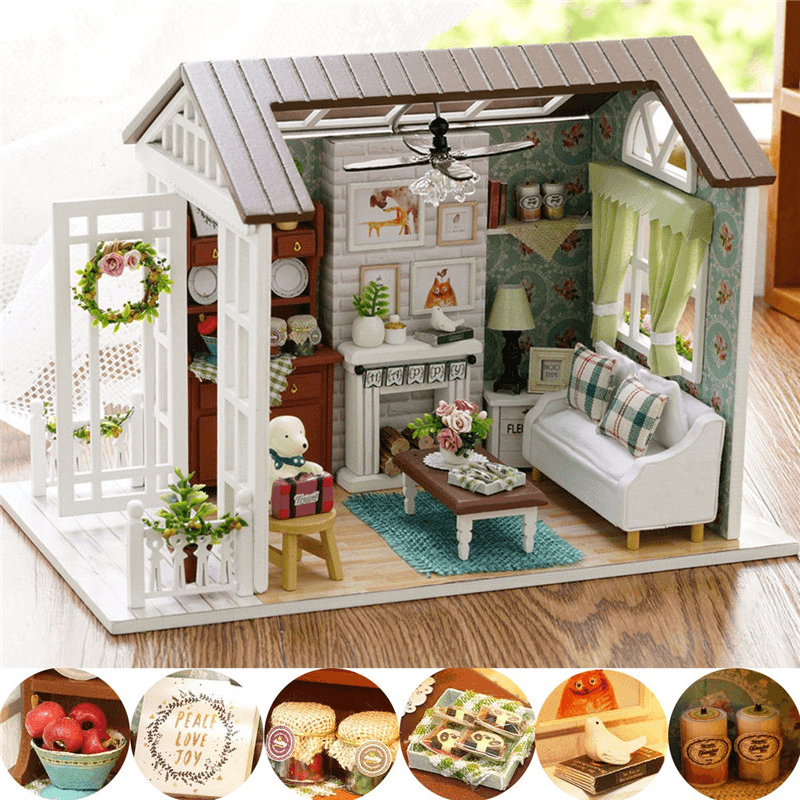 Cuteroom Forest Times Kits Holz Puppenhaus Miniatur DIY Haus Handwerk Spielzeug Idee Geschenk Happy Times