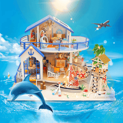 Hoomeda Legend of the Blue Sea DIY Handmade Assemble Doll House Miniature Model with Lights Music for Gift Collection Home Decoration