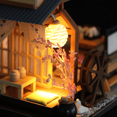 DIY Dollhouse Miniature Wooden Furniture LED Kit Japanese Style Handcraft Toy Doll House Gift