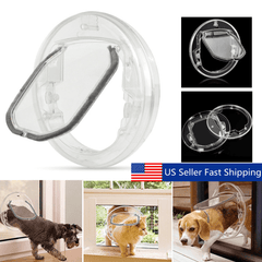 4 Way round Clear Locking Flap Pet Door Cat Small Dog for Screen Glass Window Pet Door