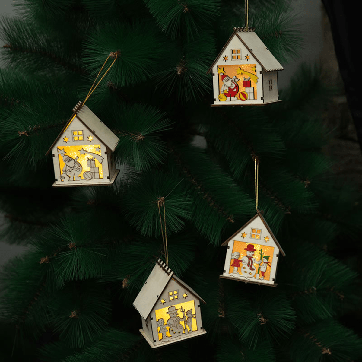 1Pc Weihnachtsbaum Anhänger Led Licht Holz Nacht Lampen für Weihnachten Baum Dekoration Weihnachten