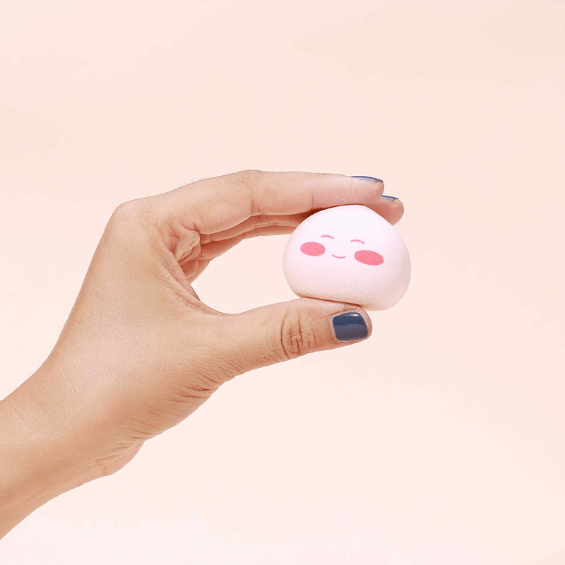 3PCS/SET Makeup Puff Sponge by WODWOD Pink Color Peach Shape with Smile Printing Wet Dry Use Maekup Water Drop Sponge