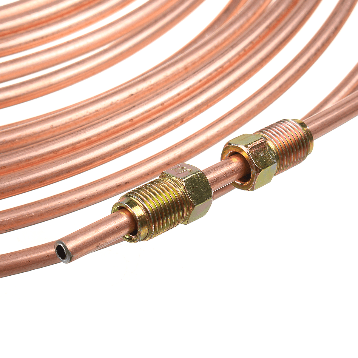 25Ft Copper Brake Line Pipe Hose Kit 10 Male & 10 Female Nuts Joiner Joint 3/16 Union