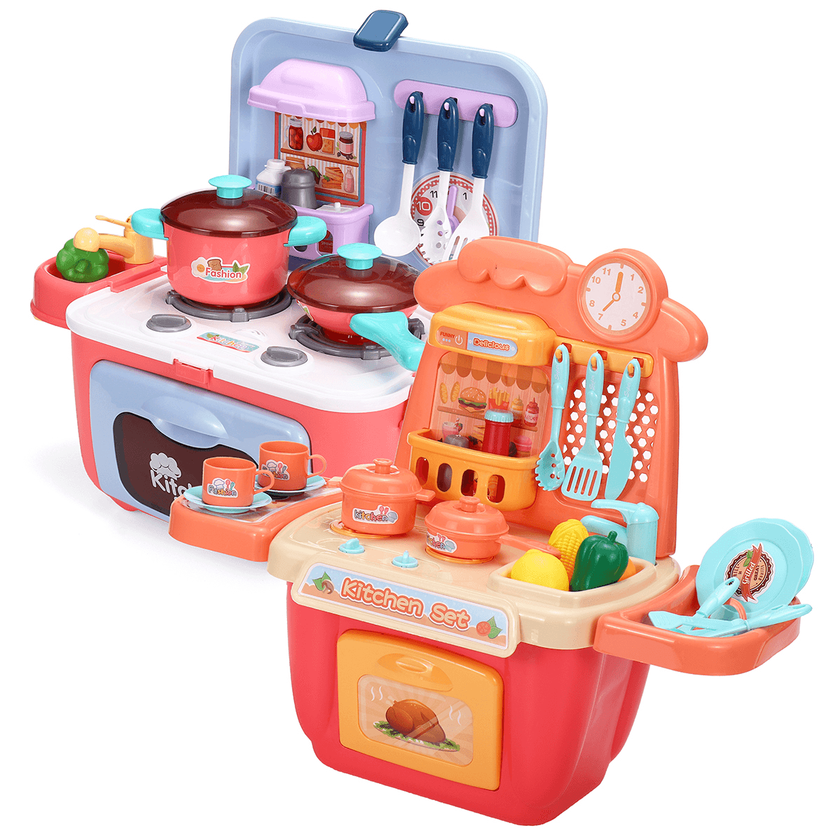 22/26 Pcs Simulation Mini Kitchen Cooking Play Fun Educational Toy Set with Realistic Lighting and Sound Effects for Kids Gift