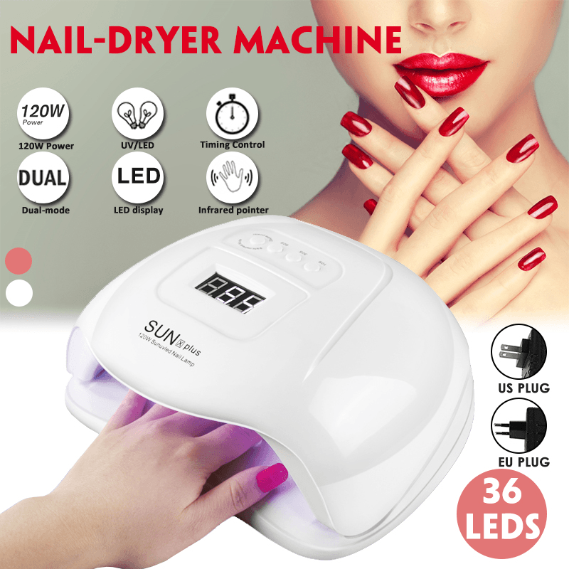 120W Nail Light Therapy Machine Quick-Drying Painless Nail Polish Glue Baking UV Lamp