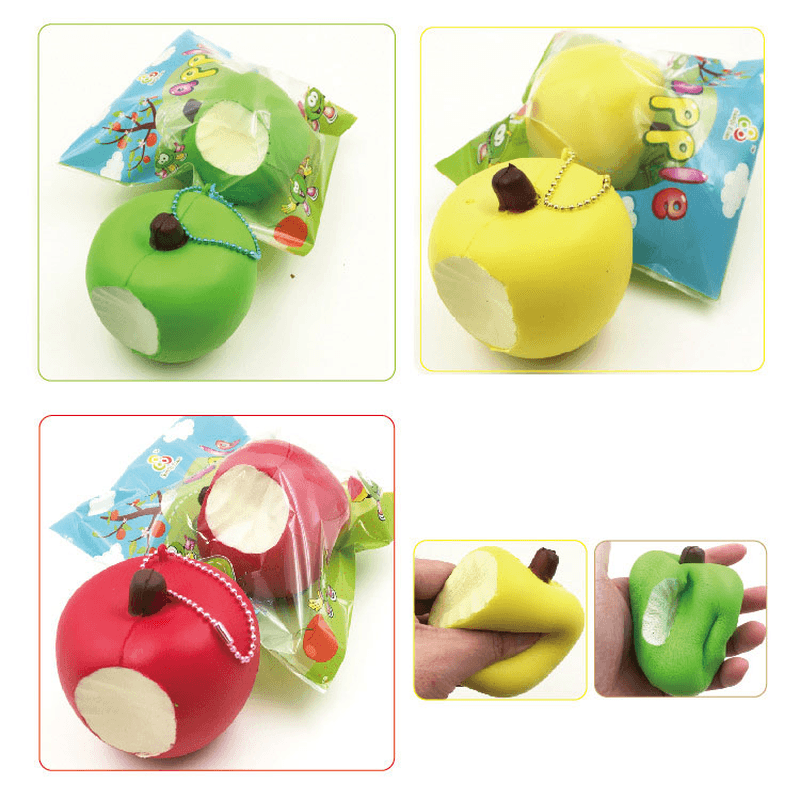 Sanqi Elan Simulation Cute Apple Soft Squishy Super Slow Rising Original Packaging Ball Chain Kid Toy