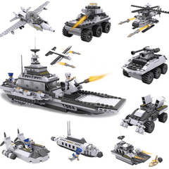 Cogo 743+Pcs 8 in 1 Aircraft Carrier Blocks Military Airplane Ship Kids Building Blocks Toys