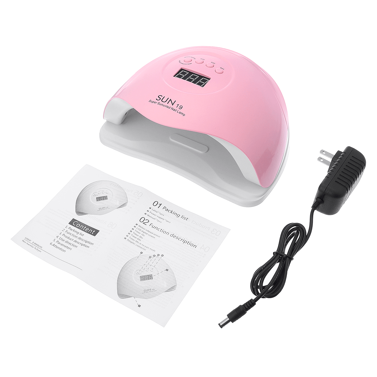 SUN19 80W LED Lamp Nail Dryer 36 Leds UV Lamp for Drying Gel LCD Display 10/30/60/99S Painless Sensor Manicure Nail Art Tools