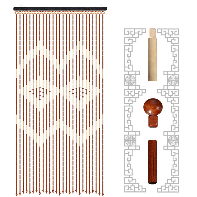 Türvorhang, Bambus-Holzperlen-Schnurjalousien, Fliegengitter für den Haushalt