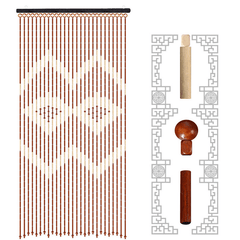 Türvorhang, Bambus-Holzperlen-Schnurjalousien, Fliegengitter für den Haushalt