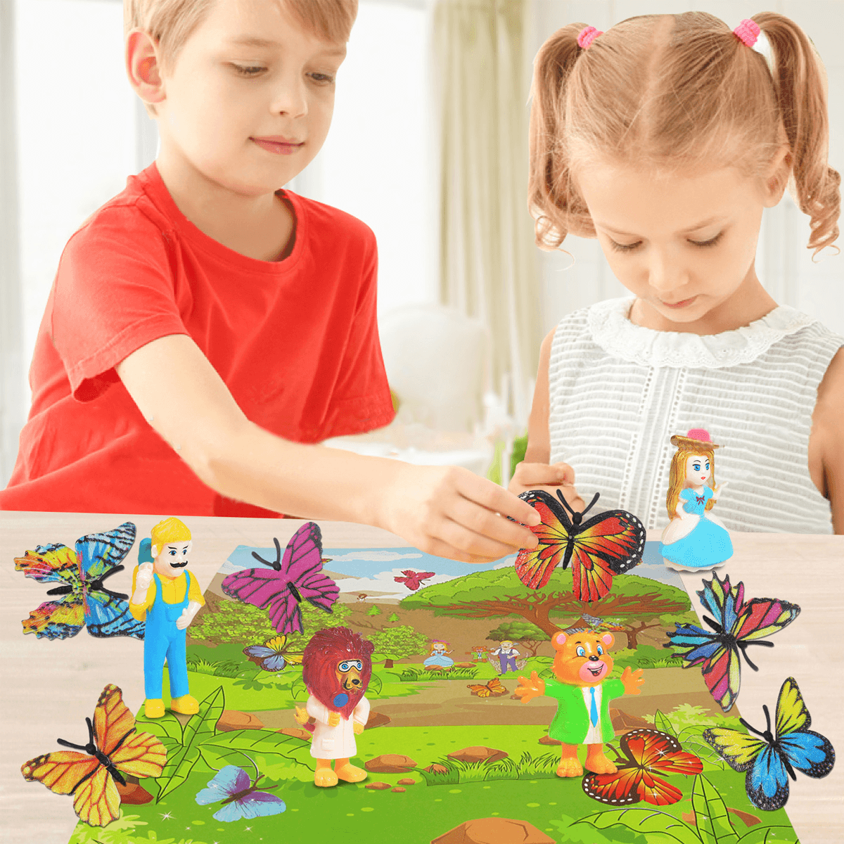 14 Pcs High Simulation Colorful Realistic Insects Butterfly Animal Figure Doll Model Learning Educational Toy for Kids Gift