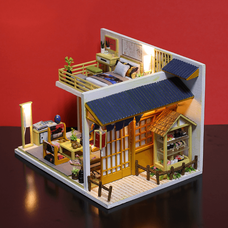 Iiecreate J-002 Japanese Plain Room Handmade DIY Cabin Doll House with Dust Cover Music Motor