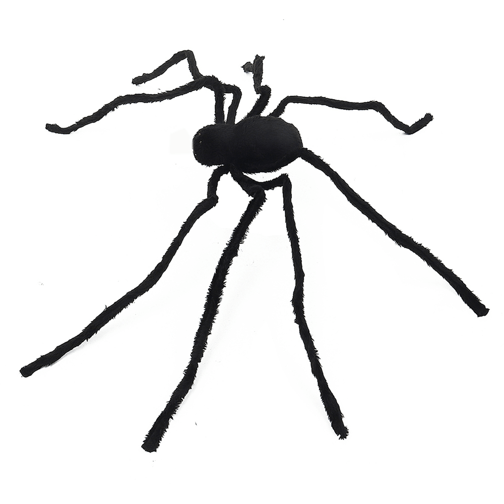 125Cm Black Spider Halloween Props Spider Web Plush Cotton Haunted House Decoration Toys with OPP Bag