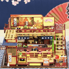 Iie Create Japanese-Style DIY Doll House Hut Sushi Shop Handmade Creative Shop Building Model Assembled Toys with Dust Cover and Furniture