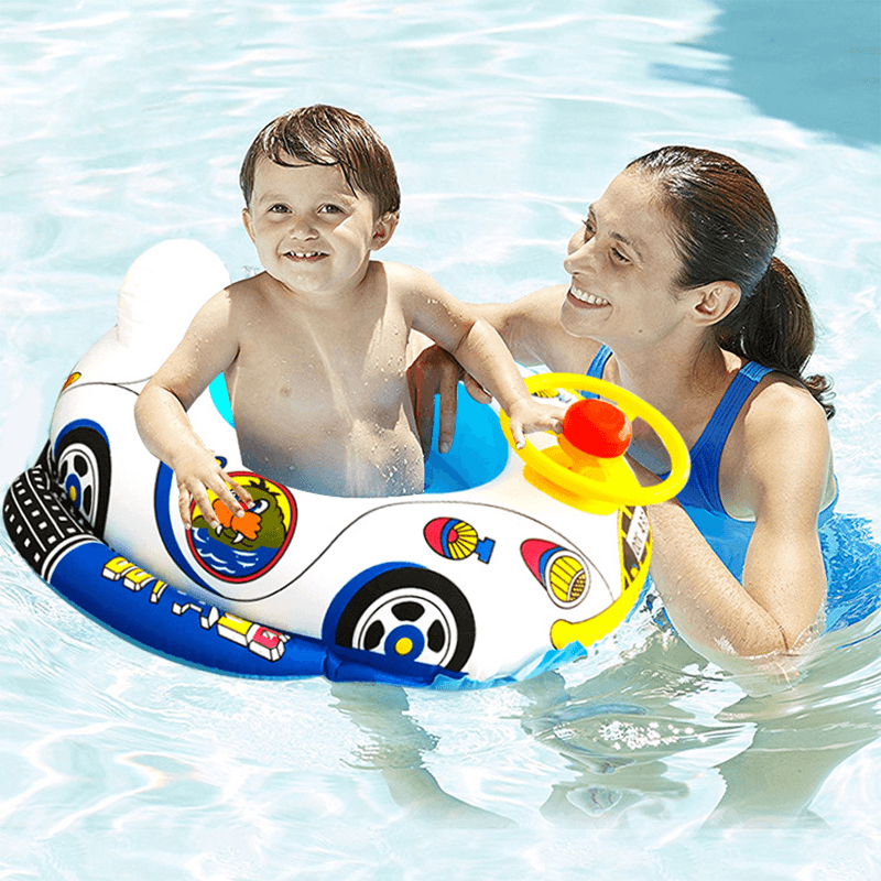 69*65Cm Cartoon Children'S Swimming Ring Environmentally Friendly Pvc Thickened Inflatable Swimming Ring Steering Wheel Horn Swimming Boat