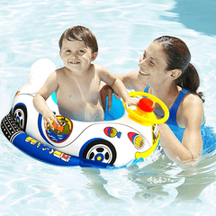 69*65Cm Cartoon Children'S Swimming Ring Environmentally Friendly Pvc Thickened Inflatable Swimming Ring Steering Wheel Horn Swimming Boat