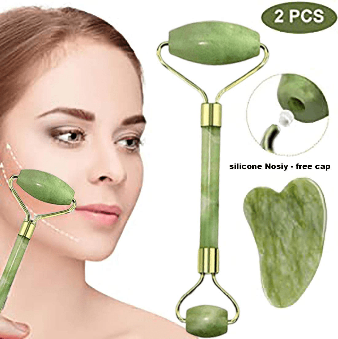 2Pcs Gift Box Jade Roller Face Roller Facial Beauty Roller Gua Sha Tool Skin Care Massager for Face Eyes Neck and Body