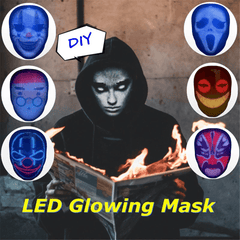 Full-Color LED Face-Changing Luminous Mask Bluetooth APP Control Shining Mask for Halloween Party Prom Bar Nightclub Atmosphere Mask