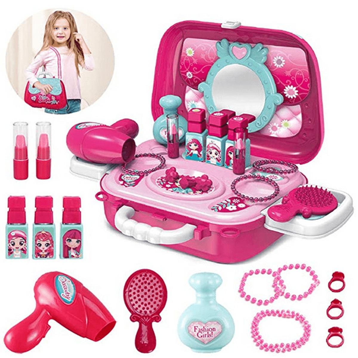 Pickwoo Pretend Play Makeup for Girl, Princess Dress-Up Makeup Kit for Kids Holiday and Birthday Gifts