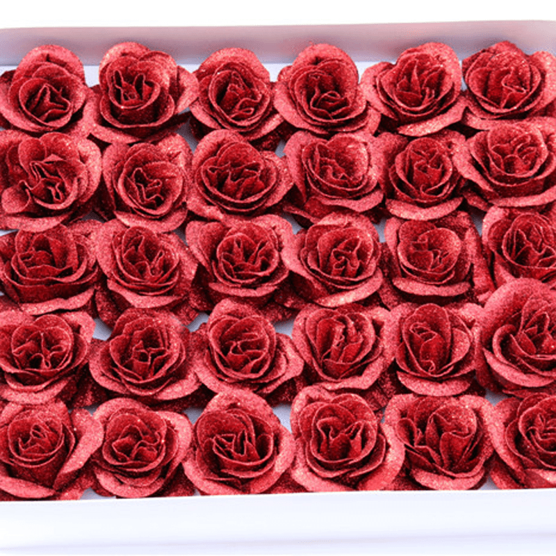 30PCS Künstliche Rose Blume Kristall Gold Pulver Valentinstag Party Geschenk Dekorationen