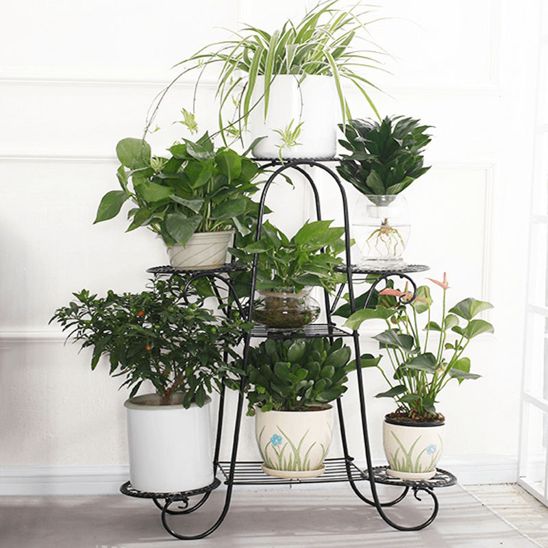 7-Layer Flower Stand Wrought Iron Shelf Indoor Creative Art Rack