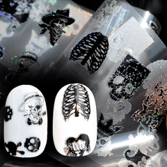 Dancingnail Nagelaufkleber, Halloween-Schädelkopf, Punk-Stil, Zombie-Design