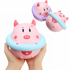 Yunxin Squishy Jumbo Piggy 16Cm Pig Wearing Lift Buoy Slow Rising Cute Collection Gift Decor Toy