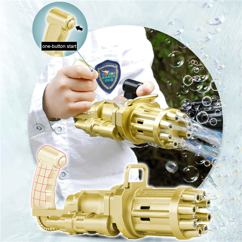 2 in 1 Multi-Color Electric Bubble Machine Maker & Mini Fan One Key Bubble 8-Hole Output Toy with Music & Lights for Kids Play Gift